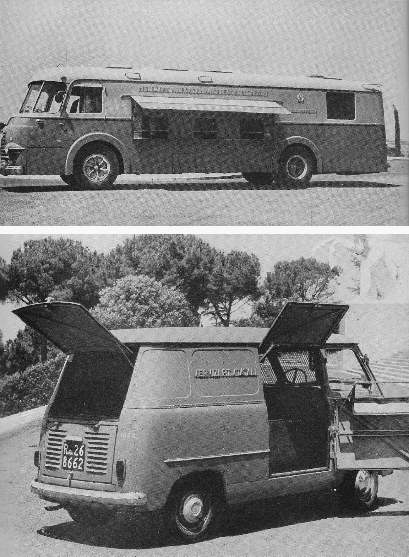 “Ufficio postale mobile” e “Autofurgone P.T." (dalla Relazione 1959-1960)