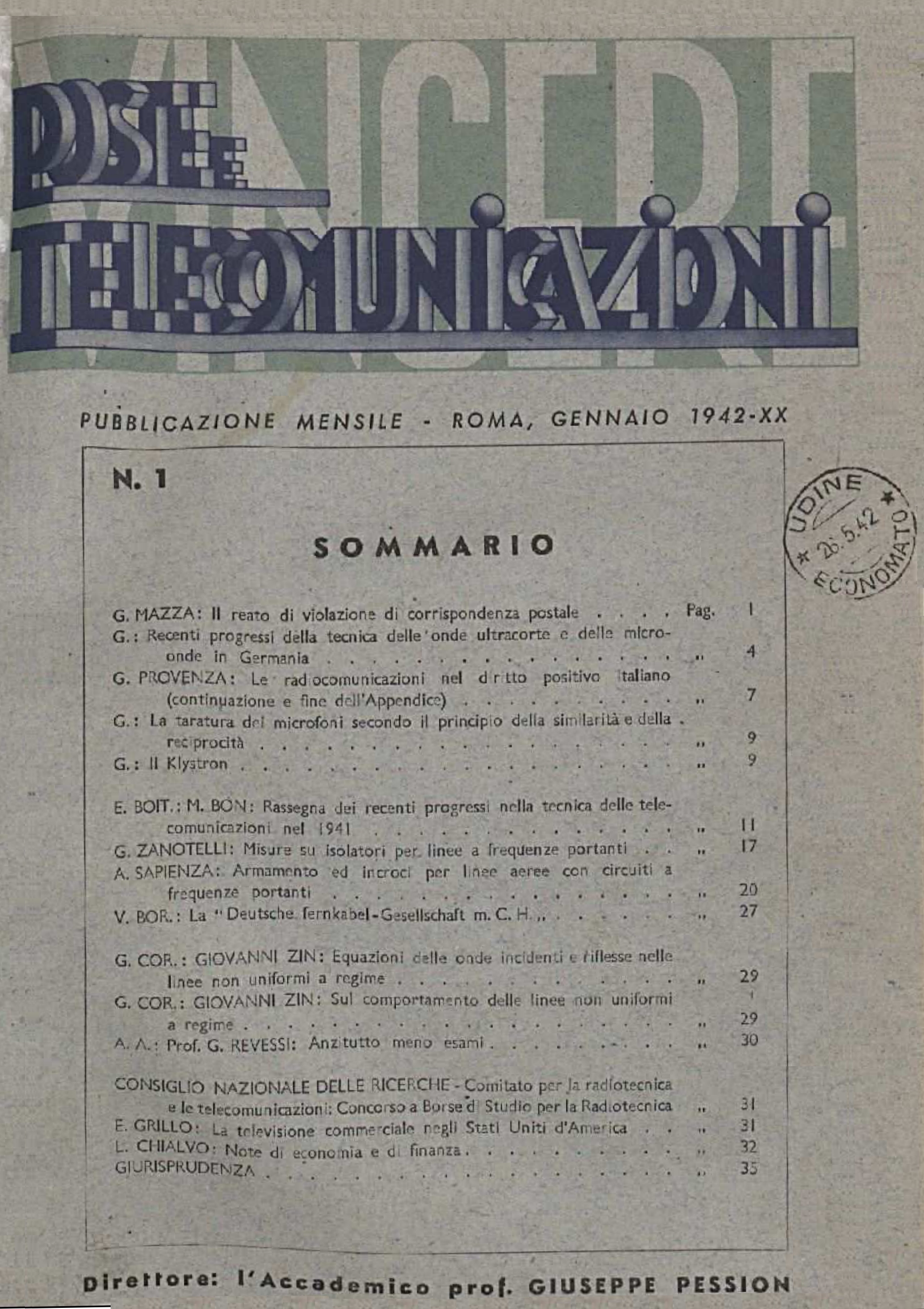 Poste e Telecomunicazioni (1942-1943)