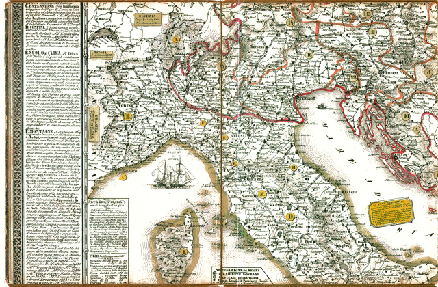 Carta geografica statistica postale 1843 (Lanzani)