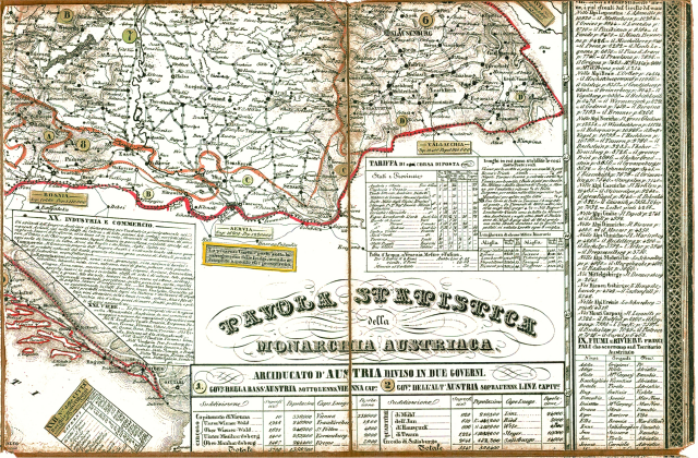 Carta geografica statistica postale 1843 (Lanzani)