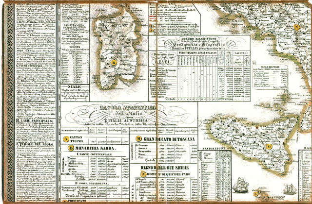 Carta geografica statistica postale 1843 (Lanzani)